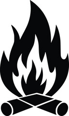 Bold Black And White Campfire Night. Vector Illustration Isolated On White