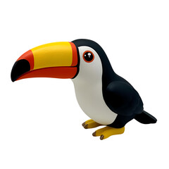 Naklejka premium Cute Cartoon Toucan Bird Perched, Colorful Tropical Bird Illustration with Transparent Background for Children's Art