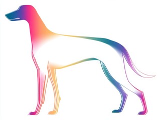 Obraz premium Colorful silhouette of a dog in gradient outline art style
