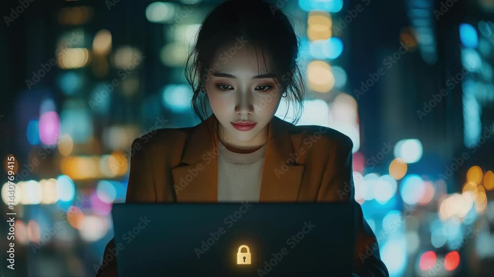 Aufkleber it professional cyber security officer setting a strong password on a computer, with a visible check