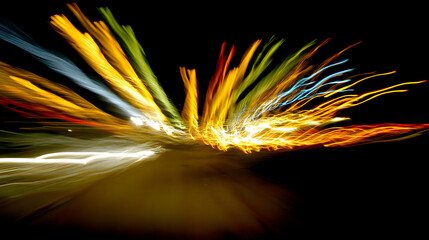 Fototapeta premium of street racing cars with motion trails and colorful lights