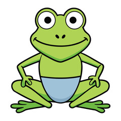Obraz premium Cute Green Frog Cartoon Vector