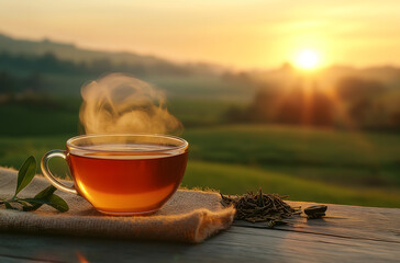 A cup of tea at sunrise