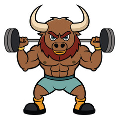 Fototapeta premium Angry Bull Lifting Heavy Barbell