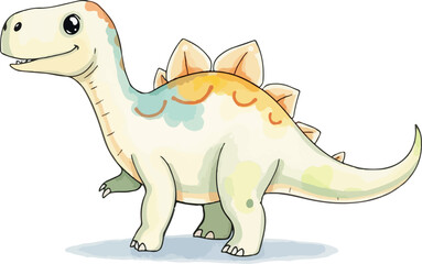 Naklejka premium Cute little dinosaur. Watercolor vector illustration.