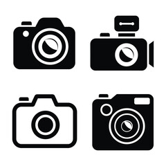 Camera icon bundle silhouette vector