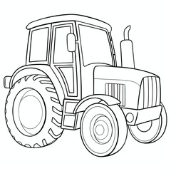 Obraz premium Tractor Farm Vehicle Drawing Outline
