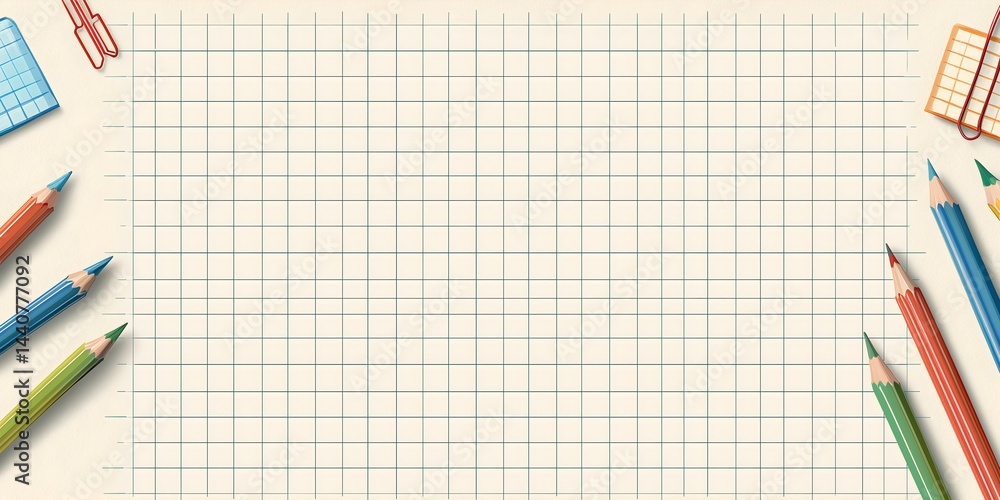 Poster notebook and pencils background: an inviting and creatively arranged backdrop with essential station