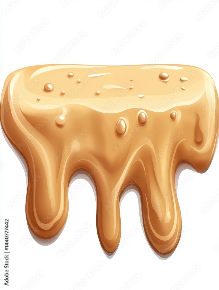 Poster dripping caramel with glossy texture on a clean white background creating a sweet and tempting visua