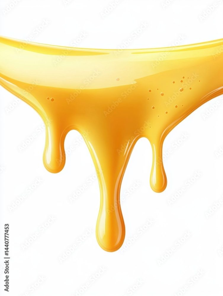 Aufkleber golden honey dripping down a white background in a visually appealing way perfect for food photograp