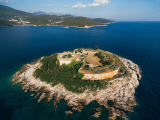 Scenic Aerial View of Coastal Island Fortification