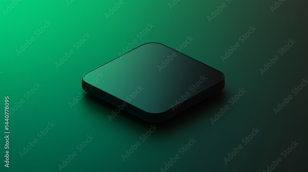 Poster sleek green metallic object on gradient background