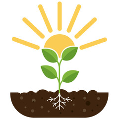 Fototapeta premium Illustration of plant growing in soil under sunlight concept for agriculture and gardening projects