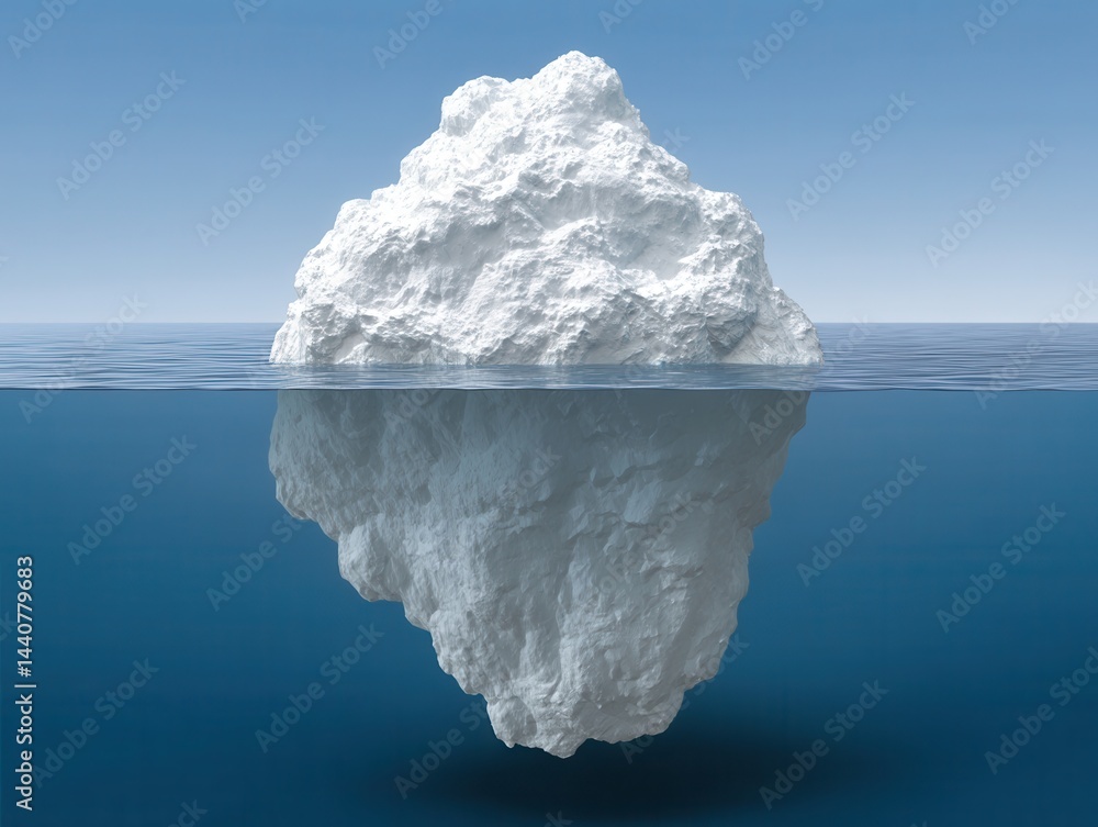 Poster serene iceberg floating in the calm ocean waters showcasing the hidden depth and majestic form under