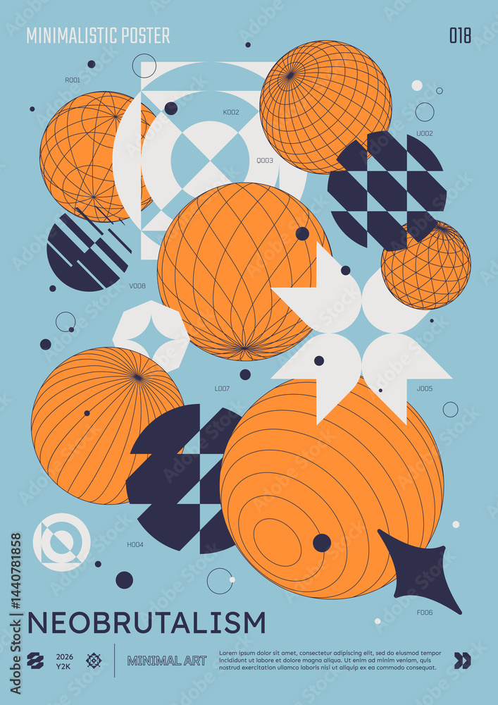 Poster modern abstract poster, raster version of high quality and resolution, artwork with geometric postmo