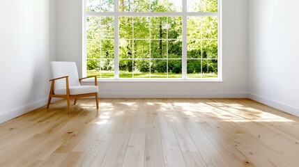 Fototapeta premium Bright Interior Room with Window and Chair, Natural Light