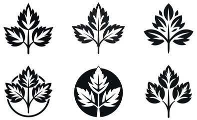 Fototapeta premium stylised leaf and branch silhouettes against a plain background