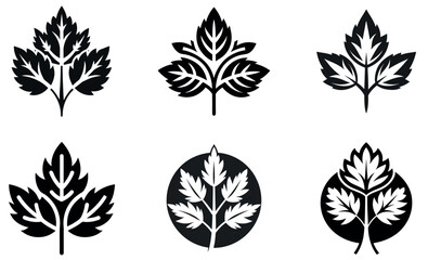 Fototapeta premium stylised leaf and branch silhouettes against a plain background