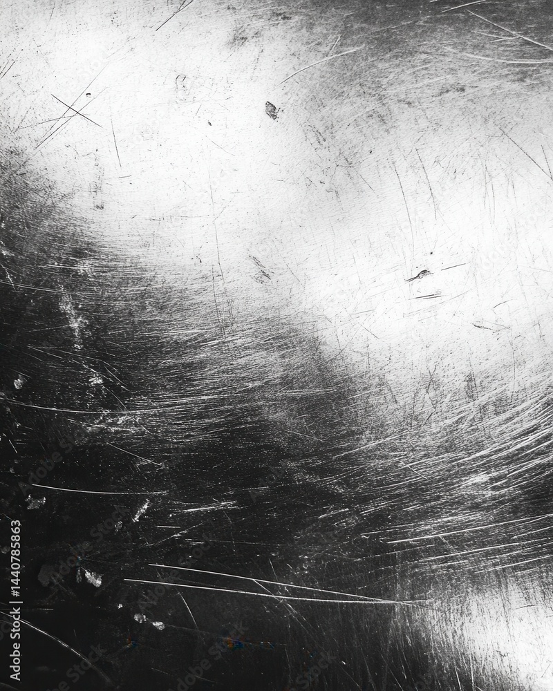 Poster distressed metal surface with scratches and abrasions creating a textured background for industrial 