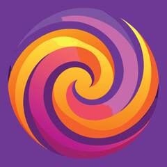 Abstract colorful spiral art design features a rainbow swirl pattern with circular shapes