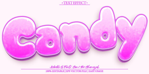 Candy  Vector Text Effect Editable Alphabet Tasty Pink Lollipop Yummy Sweet