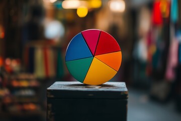 Colorful pie chart globe representing population demographics and statistical analysis.
