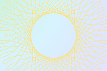 Żółty wzór spiralny w kształcie okręgu na pastelowym tle gradientowym – ilustracja geometryczna © Henryk Guziak