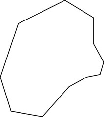 Abstract polygon drawn with fine lines combining organic fluidity and sharp pointed edges into a squared shape.