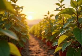 Obraz premium Abundant Nursery with leaves during pastel lighting