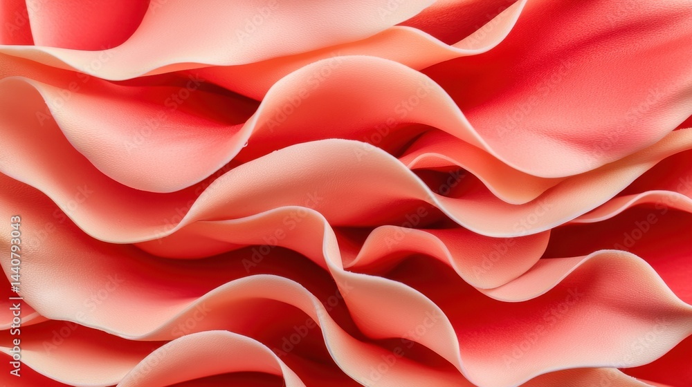 Poster artificial flower making concept, macro view of soft coral and pink petals resembling an artificial 