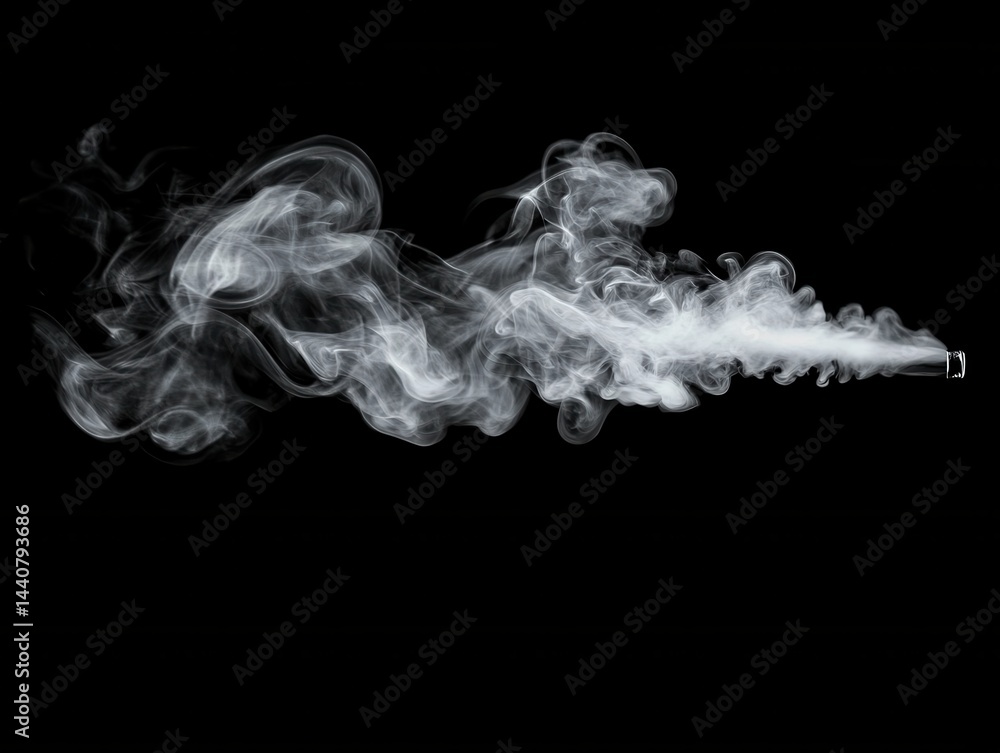Aufkleber ethereal vapor cloud against stark black backdrop creating a captivating visual effect, evoking myst