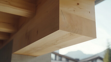 Close-up of a Wooden Beam in a Building Structure