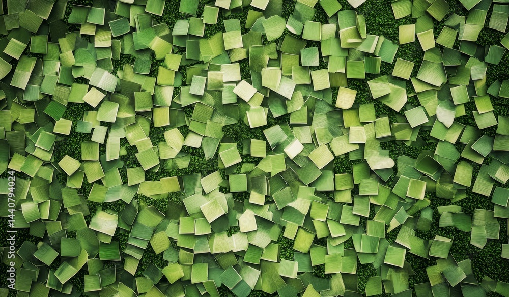Poster abstract green leaf texture with overlapping square patterns