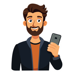 Influencer holding phone vector 