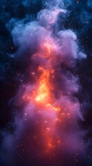 Naklejka premium Cosmic beauty creates an ethereal atmosphere with fluid motion and glowing particles