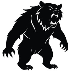 Angry Grizzly Bear Roaring Fiercely With Open Jaw