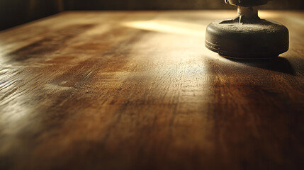 Wooden Surface with Polishing Tool