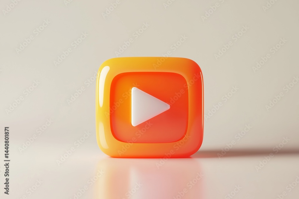 Poster plastic 3d icon of player in a minimalistic style for the interface. player concept button