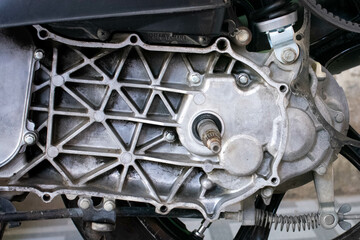 Detail rear as pulley system matic motorcycle.