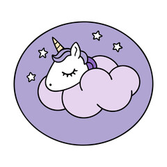unicorn head resting on a cloud
