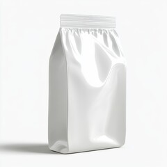 White packaging bag, perfect for snacks or dry goods, set against a clean, light background.