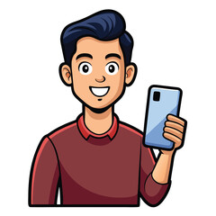 Influencer holding phone vector