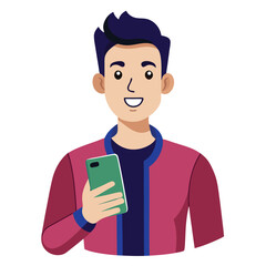 Influencer holding phone vector