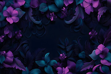 Abstract pastel floral background purple theme on dark background