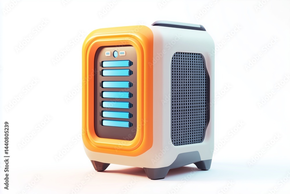 Fototapete system unit of a computer icon. 3d rendering isolated on white background. cartoon plastic style ico