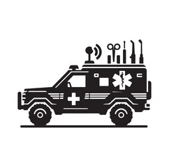 Emergency vehicle silhouette vector illustration