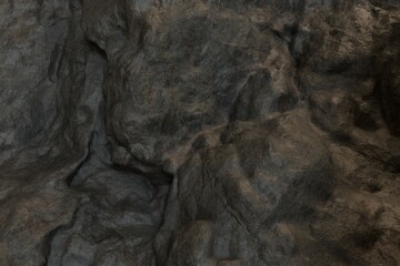 Close-up view of rough, textured dark gray rocks