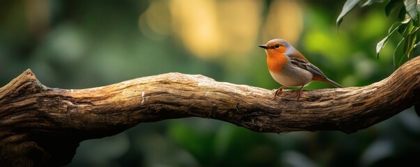 A robin perched serenely on a weathered branch.