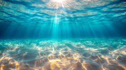 Fototapeta premium Underwater sunlight illuminating the ocean floor 
