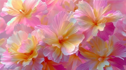 Obraz premium Vibrant pink and yellow flowers with soft petals in blooming elegance